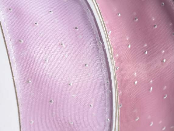 Nastro organza c-pois argento in rilievo e bordo modellabile