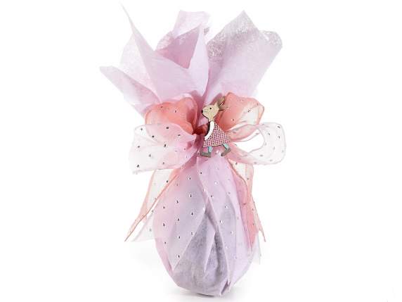 Nastro organza c-pois argento in rilievo e bordo modellabile