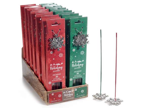 Conf 30 stick incenso c-base appoggio fiocco di neve in espo