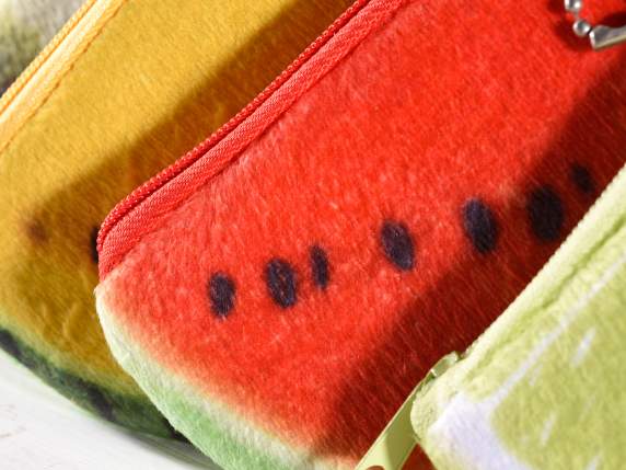 Astuccio portamonete in morbida stoffa a frutta con zip