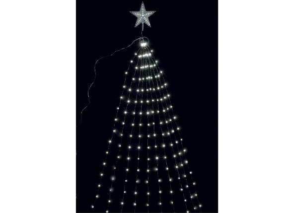 Puntale stella a cascata 10 fili H1,7m, 180led bianco freddo