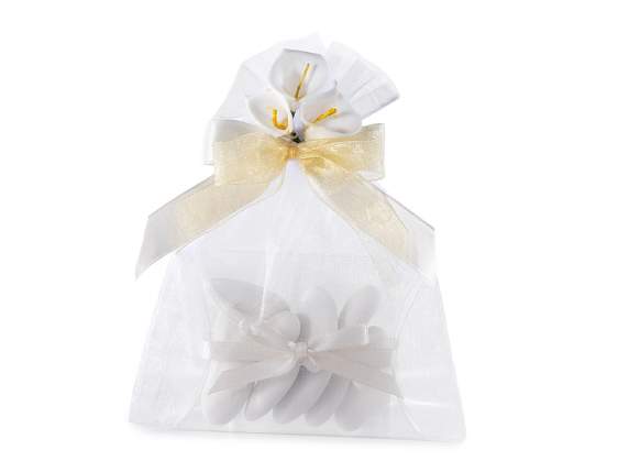Sacchetto in organza bianco neve cm 12x16 con tirante