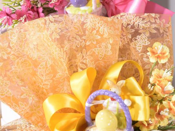 Sacchetto portacolomba organza stampa floreale c-glitter