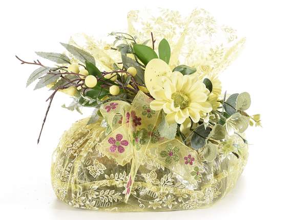 Sacchetto portacolomba organza stampa floreale c-glitter