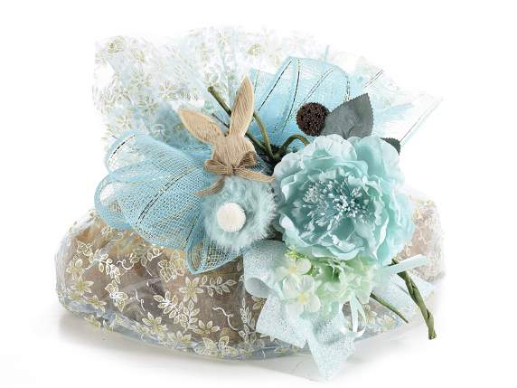 Sacchetto portacolomba organza stampa floreale c-glitter