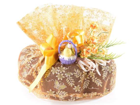 Sacchetto portacolomba organza stampa floreale c-glitter