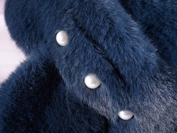 Scaldacollo in morbida eco-pelliccia con perle artificiali
