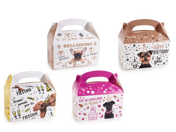 Scatola bauletto carta stampa Happy Birthday con manico
