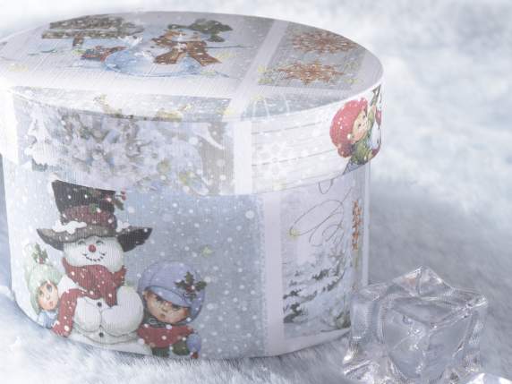Scatolina in cartoncino rigido c-stampe natalizie e glitter