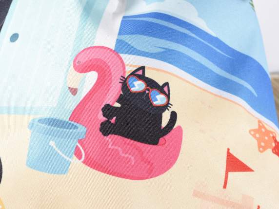 Zaino a sacco c-stampa Meow Beach e chiusura tirante