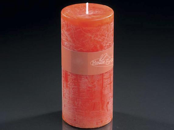 Große Kerze 6,7x14cm orange Farbe