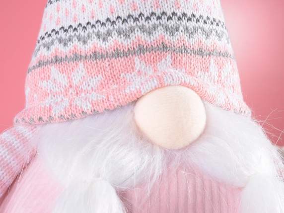 Santa - Mama Weihnachten aus rosa Stoff mit formbarer Mütze