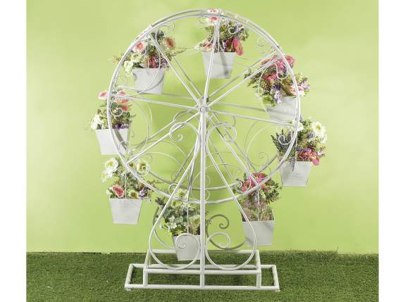 Riesenrad aus Metall mit 8 rechteckigen Blumentöpf