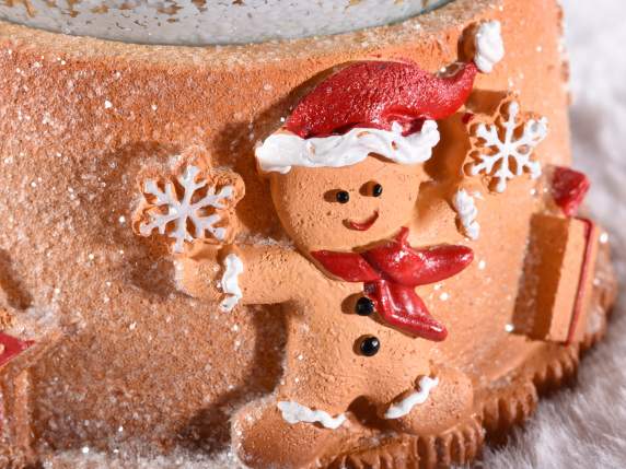 Schneekugel-Spieluhr mit Weihnachtsmann auf Harzsockel