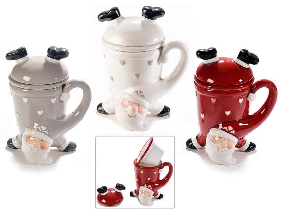 Weihnachtsmann-Keramik-Teekanne mit Filter und Deckel