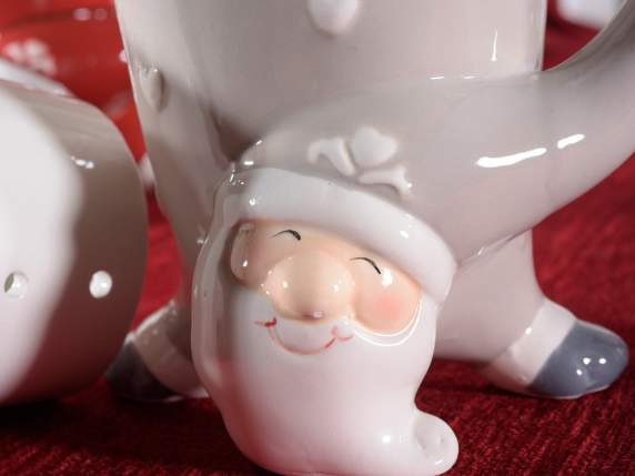 Weihnachtsmann-Keramik-Teekanne mit Filter und Deckel