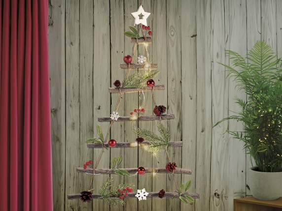 Weihnachtsbaum aus Holz mit LED-Leuchten zum Aufhängen