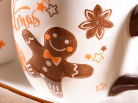 2er-Set Kaffeetassen aus Keramik mit Untertasse Biscottini