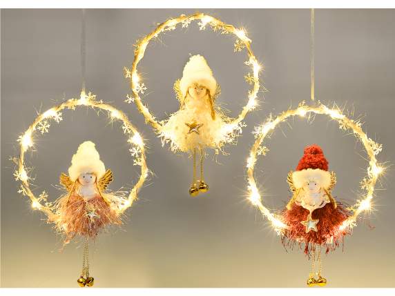 Rosenkranz mit Engel mit langen Beinen und LED-Lichtern zum