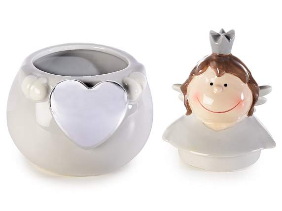 Engel Jolie Keramikdose mit silbernem Herz