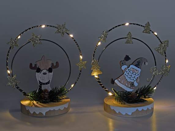 Hölzerne Dekoration Santa Gang mit LED-Lichtern