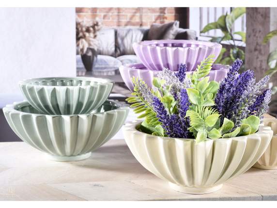 Set aus 2 dekorativen Vasen aus polierter Keramik