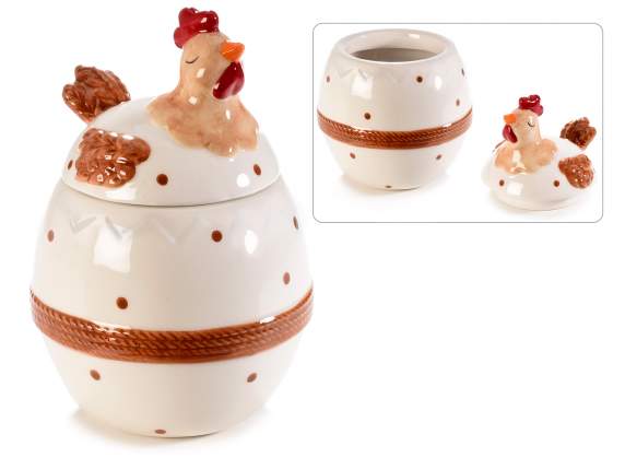 Lebensmittelbehälter aus Keramik mit Knurrhahndeckel
