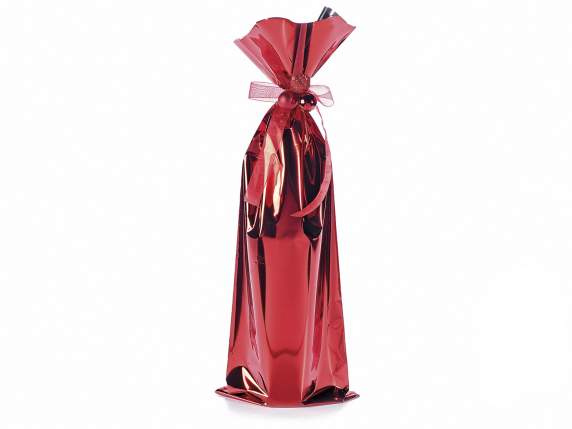 Metallic Geschenktüte glänzend rot cm16x45h 45 Mik