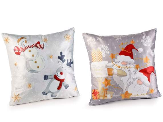 Abnehmbares, gepolstertes Kissen „SnowHoliday“ mit LED-Leuch
