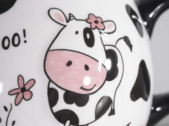 Keramische Milch- und Zuckerdose mit Mucca moo -Dekoration