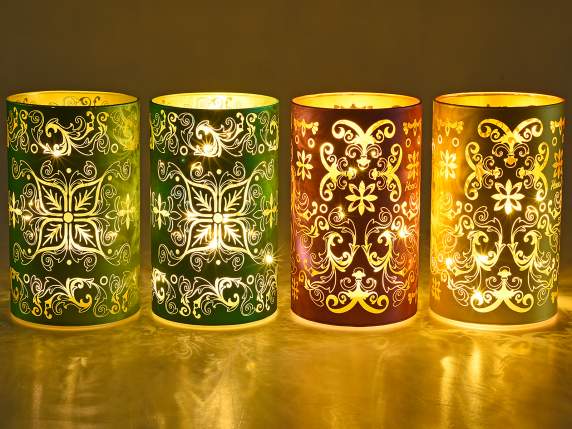 „Maiolica“ dekorierte Glaslampe mit LED-Leuchten