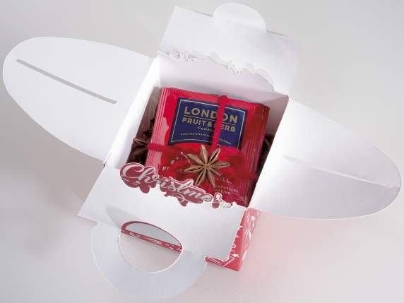 Papierbox mit Weihnachtsaufdruck und Griffverschluss