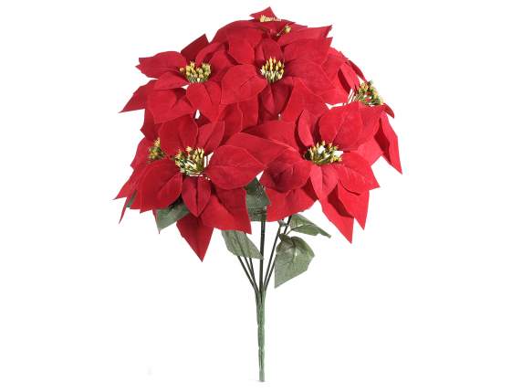 Blumenstrauß mit 7 künstlichen Weihnachtssternen aus Samt