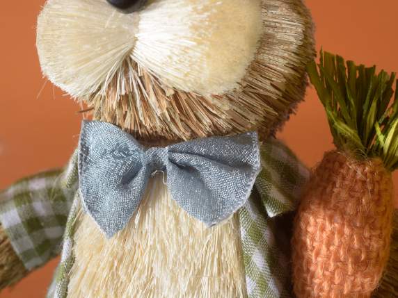 Couronne suspendue en bois avec lapin, carottes et fougère