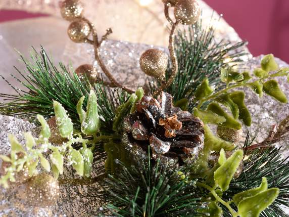 Guirlande en métal avec paillettes argentées et LED