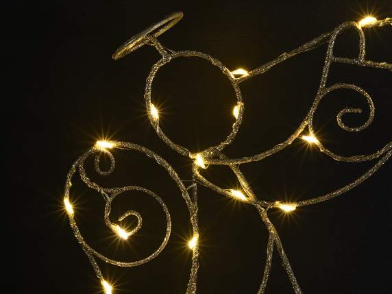 Sujet de Noël en métal doré et lumières LED blanc chaud