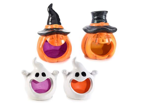 Halloween candle holder in colored ceramic