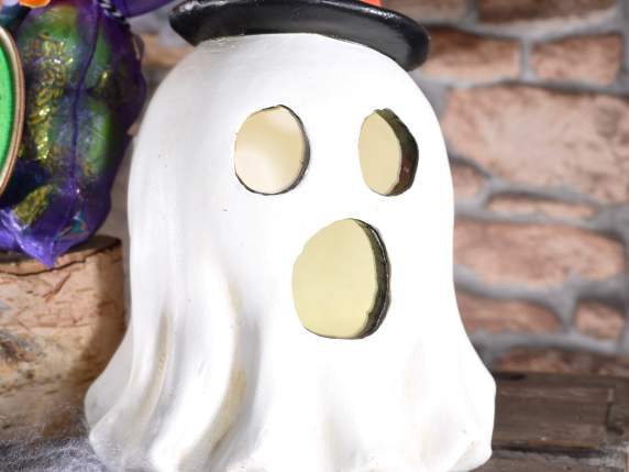 Terracotta Halloween ghost with changing LED lights