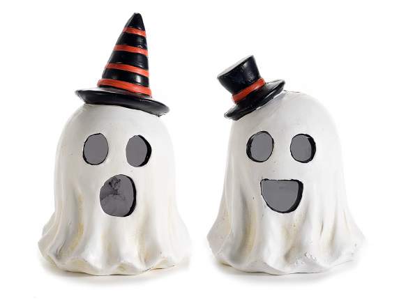 Terracotta Halloween ghost with changing LED lights