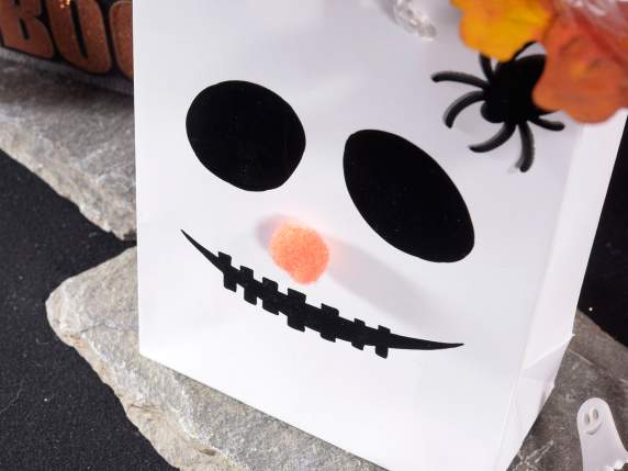 Paper bag with Halloween themed decorations