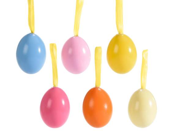 Expositor de 12 huevos de colores con cinta para colgar