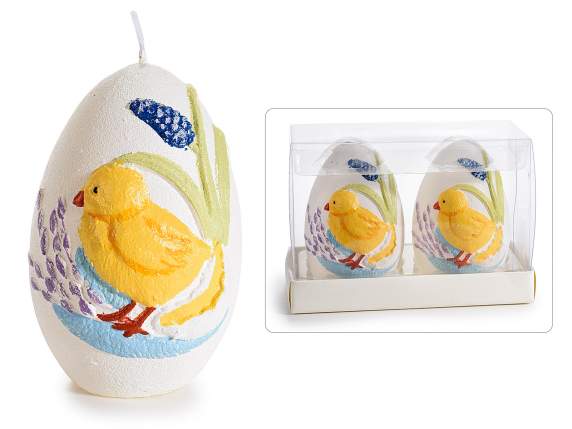 Caja de 2 velas de huevo con pollito de Pascua