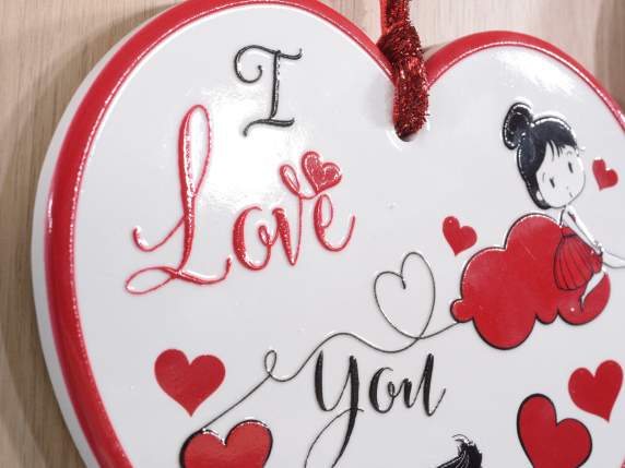 Ceramic heart-shaped trivet with cork base to hang