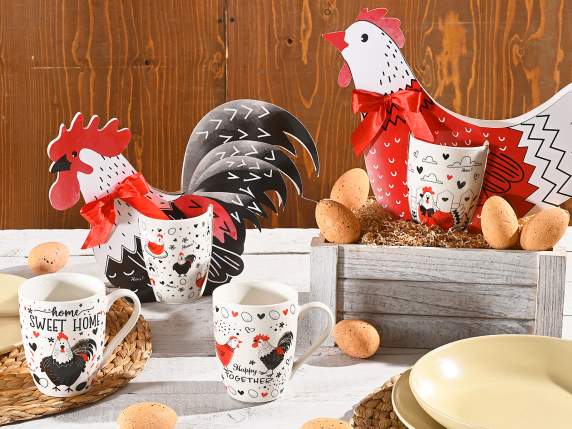 Taza de porcelana de 300 ml con pollos