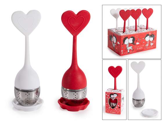 Infusor forma corazón acero inoxidable y silicona, platillo