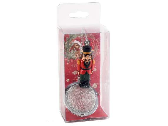 Infusor de acero inoxidable y personajes navideños en resina