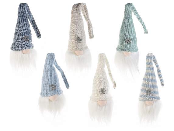 Babbo Natale con barba lunga,cappello con fiocco neve e luce