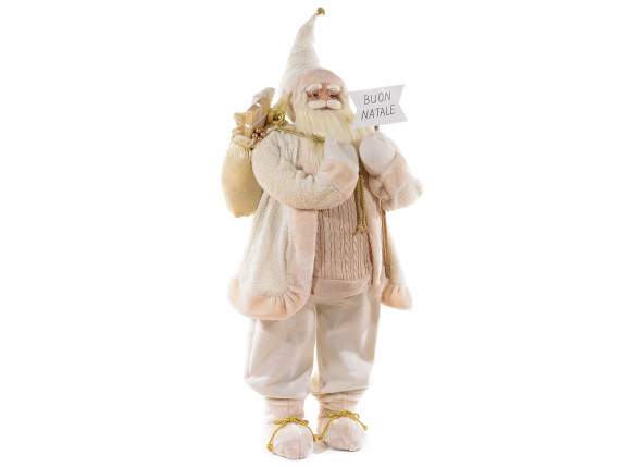 Babbo Natale c-giacca morbido eco-fur scritta Buon Natale
