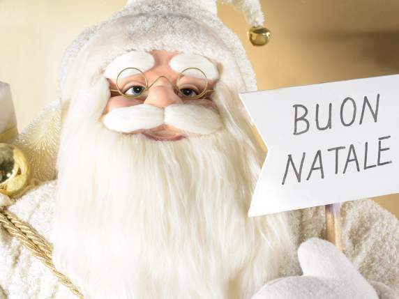 Babbo Natale c-giacca morbido eco-fur scritta Buon Natale