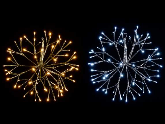 Twigball metallizzata con 72 luci LED ramificate